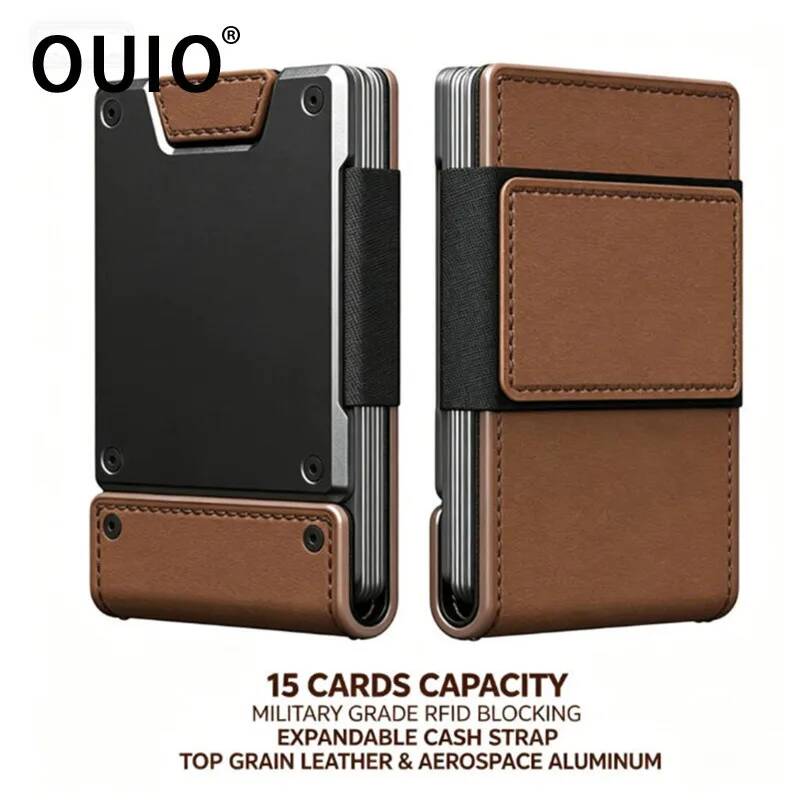 Money Clip Magnetic - OUIO Portefeuille en cuir minimaliste pour